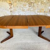 Extendable Scandinavian style dining table with double elongations by Maison Ducau, Circa 1970