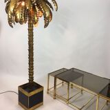 Lampadaire des années 70 forme palmier métal doré