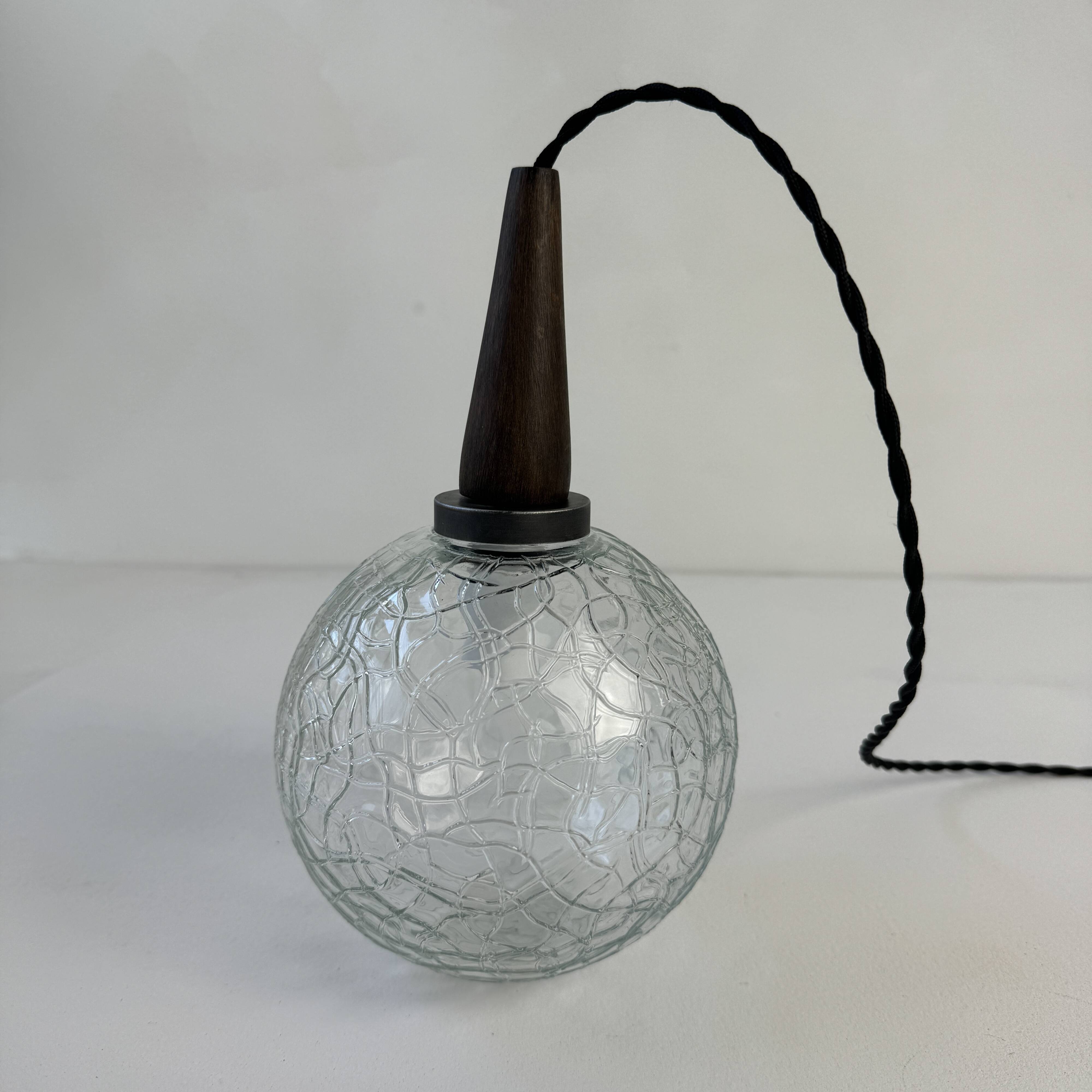 Pair of vintage textured glass pendants