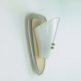 1950s sconce gray metal mesh and brass with white acrylic shade