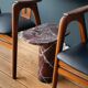 "Bold" side table in Rosso Levanto marble