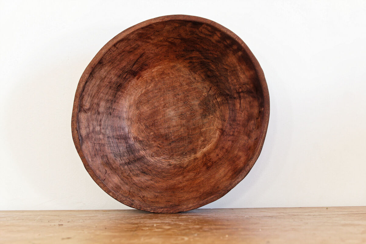 Raw wooden salad bowl