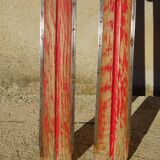 Pair of old wooden skis and metal bindings altiere