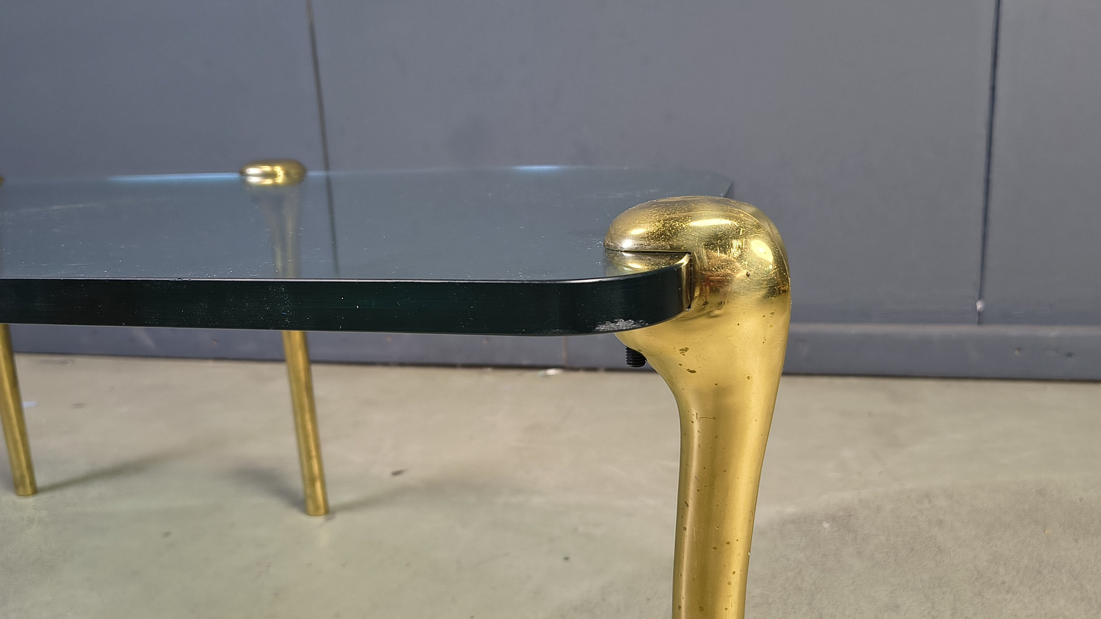 Brass and glass coffee table, 1970s