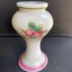 Vase Napoleon III in white opaline with floral decoration with gilding
