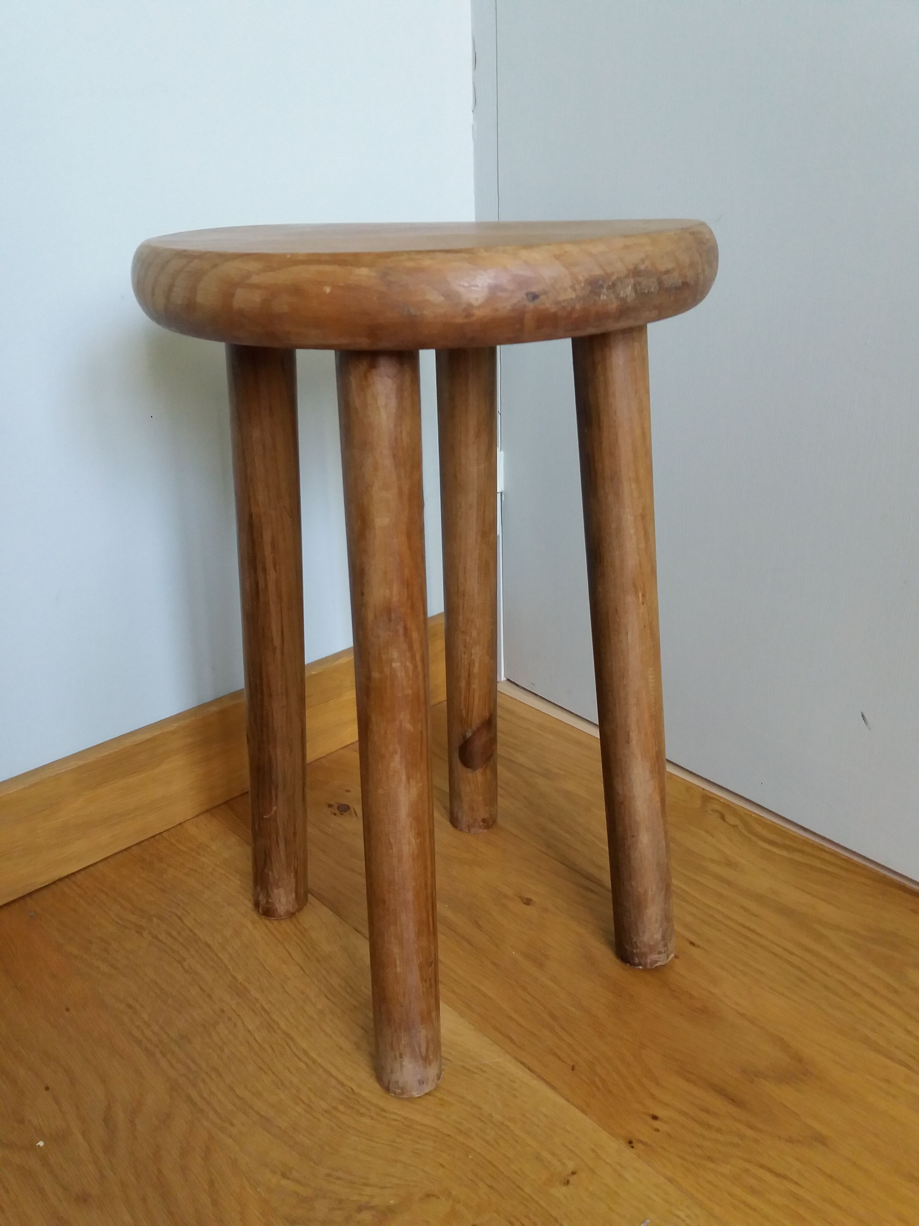Round solid wood stool at 4 feet