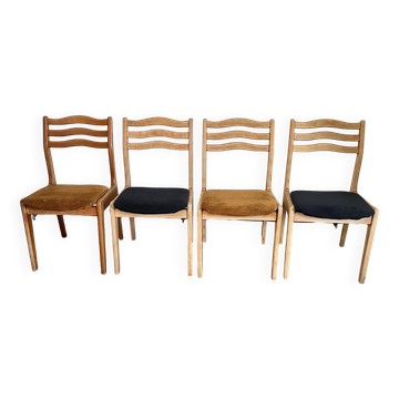Set of 4 ribbed fabric chairs