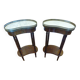Pair of Antique Louis XVI Style Bean-Shaped Bedside Tables - Marble Top
