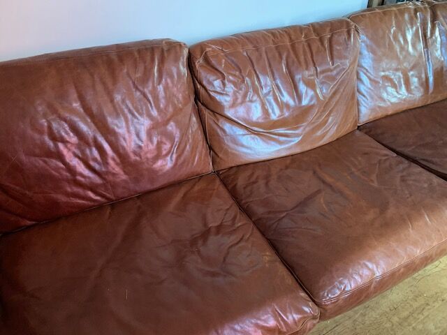 Large veted leather Dandy sofa