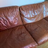 Large veted leather Dandy sofa