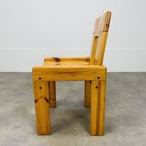 4 brutalist chairs by Silvio Coppola for Roche Bobois, solid pine