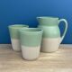 Vintage two-tone stoneware water service – Digoin Manufacture – Water green