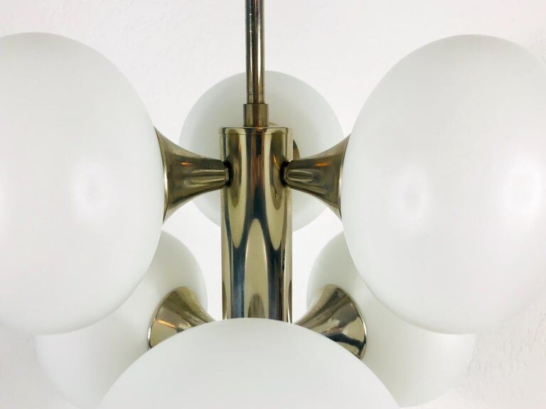 Kaiser chandelier with 9 arms in chrome, 1960s, Germany