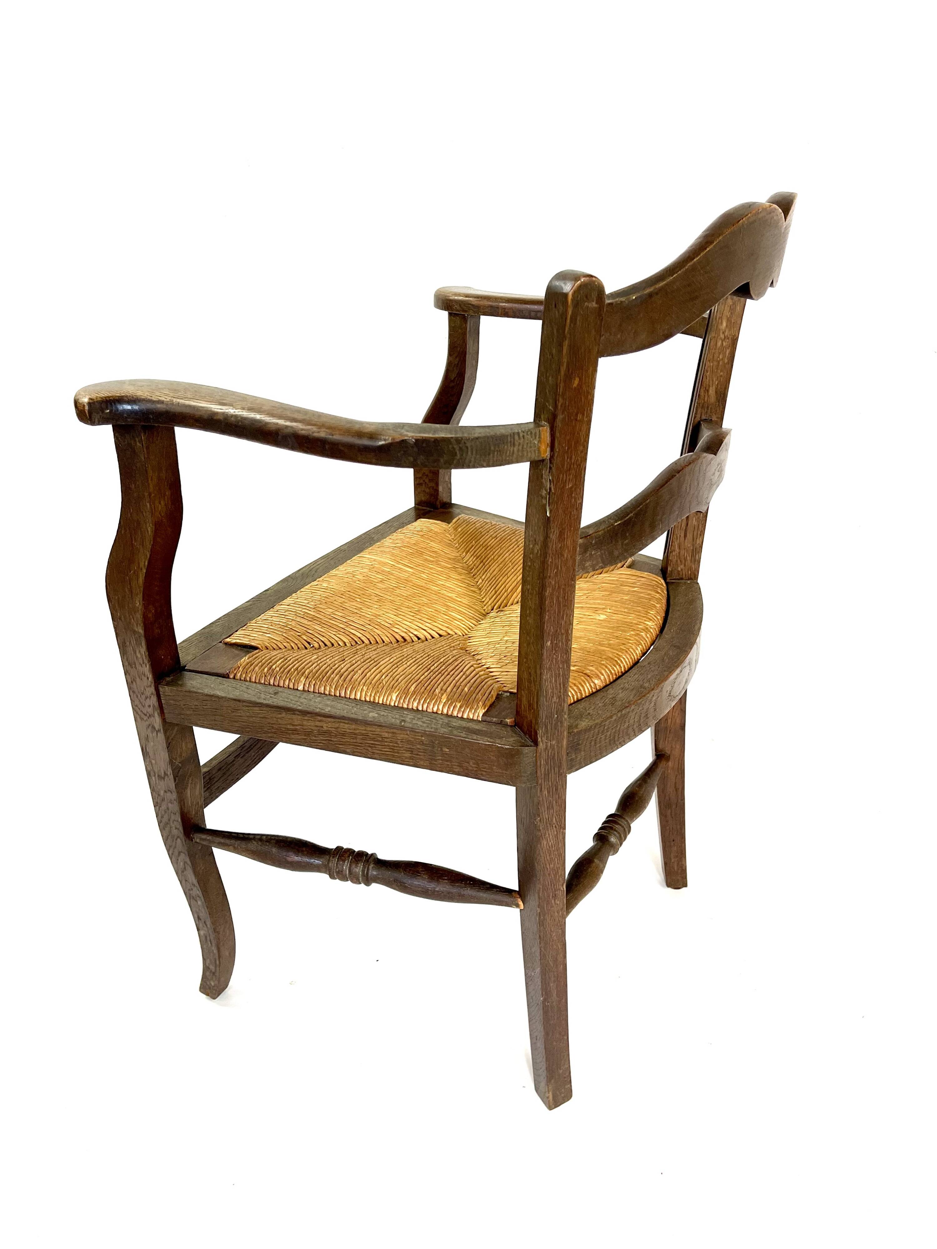 19th century rustic Provencal armchair with straw seat