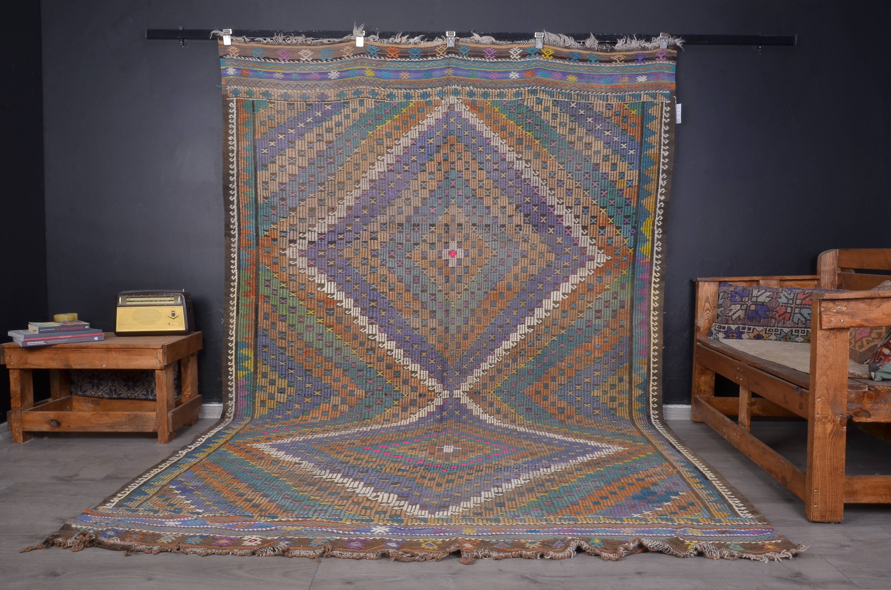Antique Anatolian Vintage Kilim Rug 1895