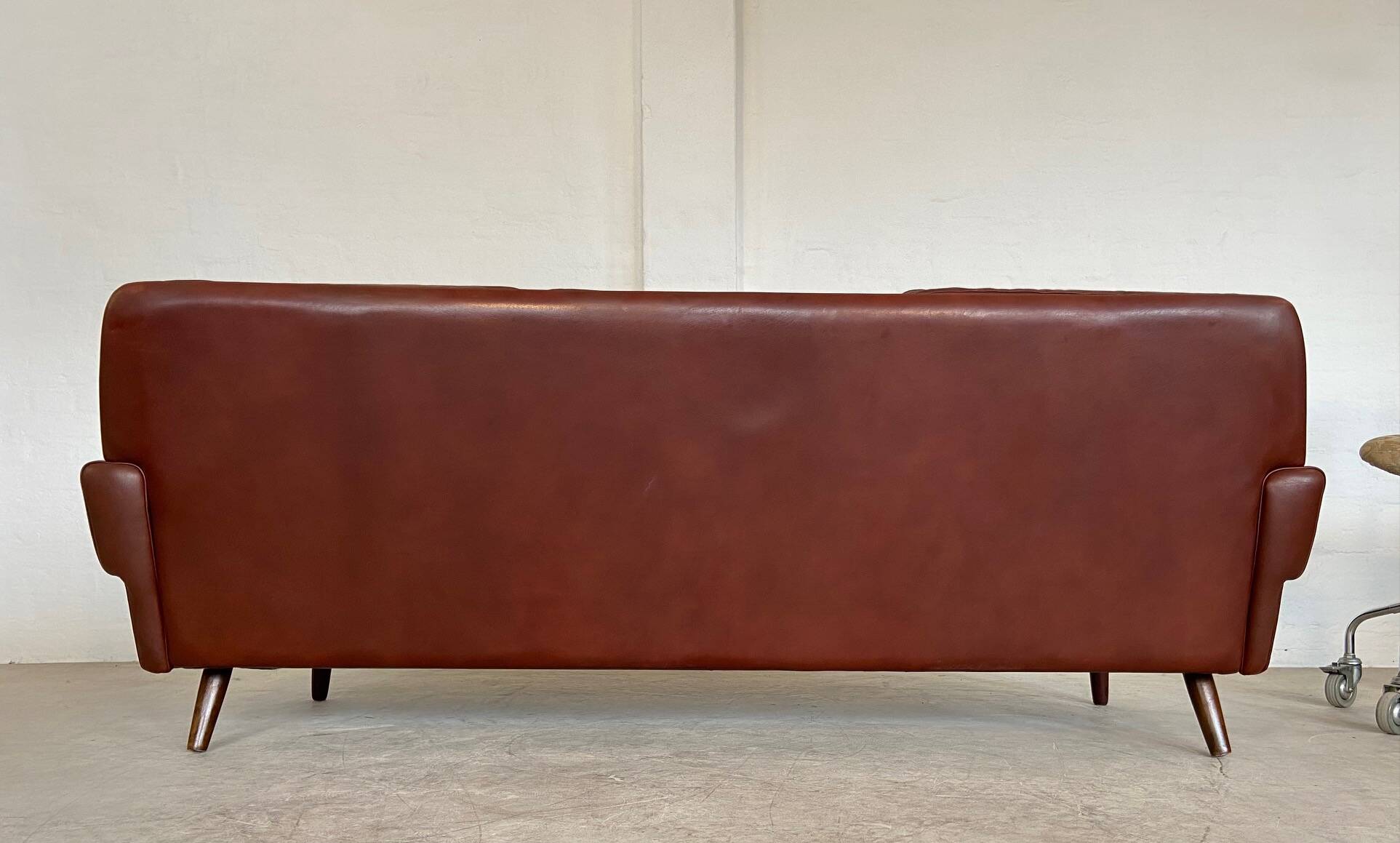 Danish mid-century Svend Skipper cognac 3 person sofa 1960s