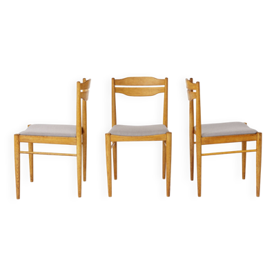 Ensemble de 3 chaises vintage en hêtre   Chaises de salle à manger allemandes des années 1970   Rénovées