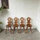 Set of 4 Savoyard pine chairs from the 60s