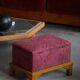 Sculptural French Art Deco stool with storage, reupholstered, made in the 1940s.
