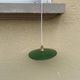 Vintage lampshade in green and white enamelled sheet metal with LED electricity