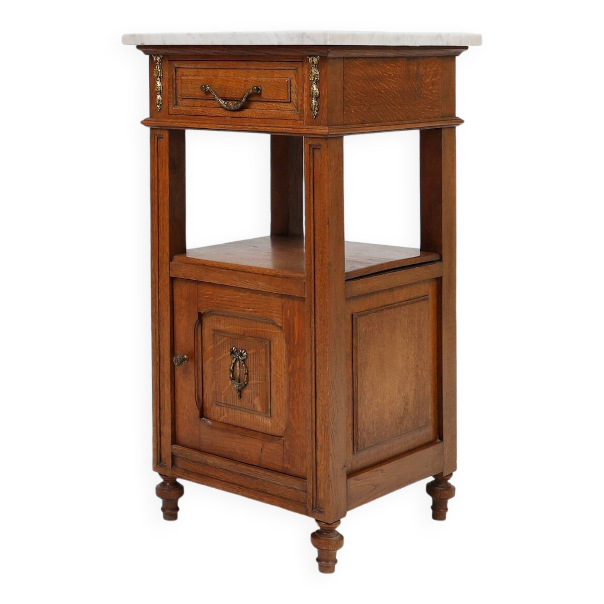 Art Deco nightstand with a Carrara marble top, France ca. 1910