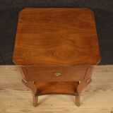Italian side table in cherry, walnut and fruitwood