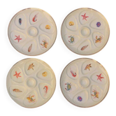 Set of 4 Vintage Cream Oyster Plates Salins France