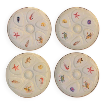 Lot de 4 assiettes à Huîtres Vintage crème Salins France