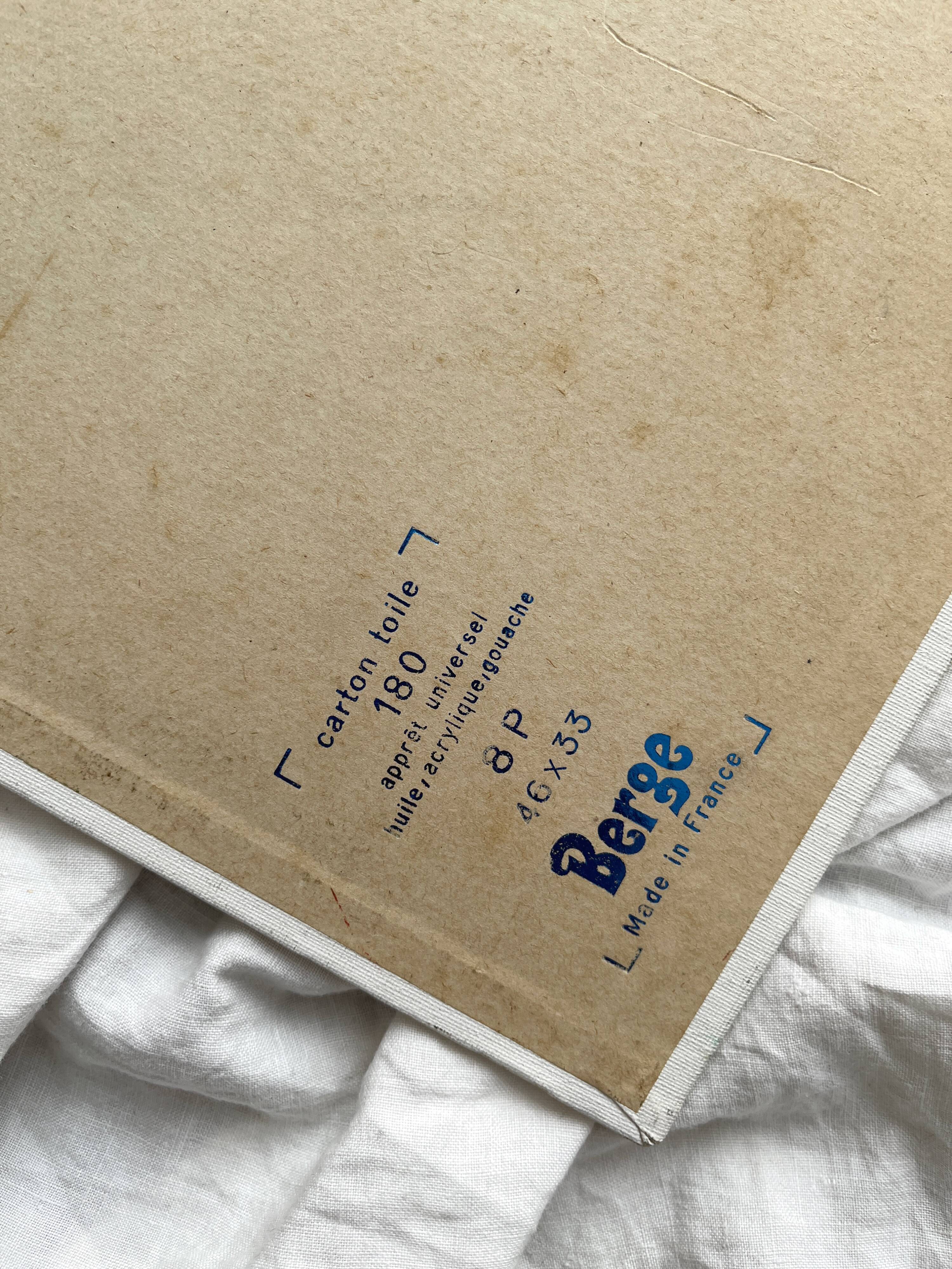 Antique painting on canvas board "La Soupière" signed Anne Marie Beiruet