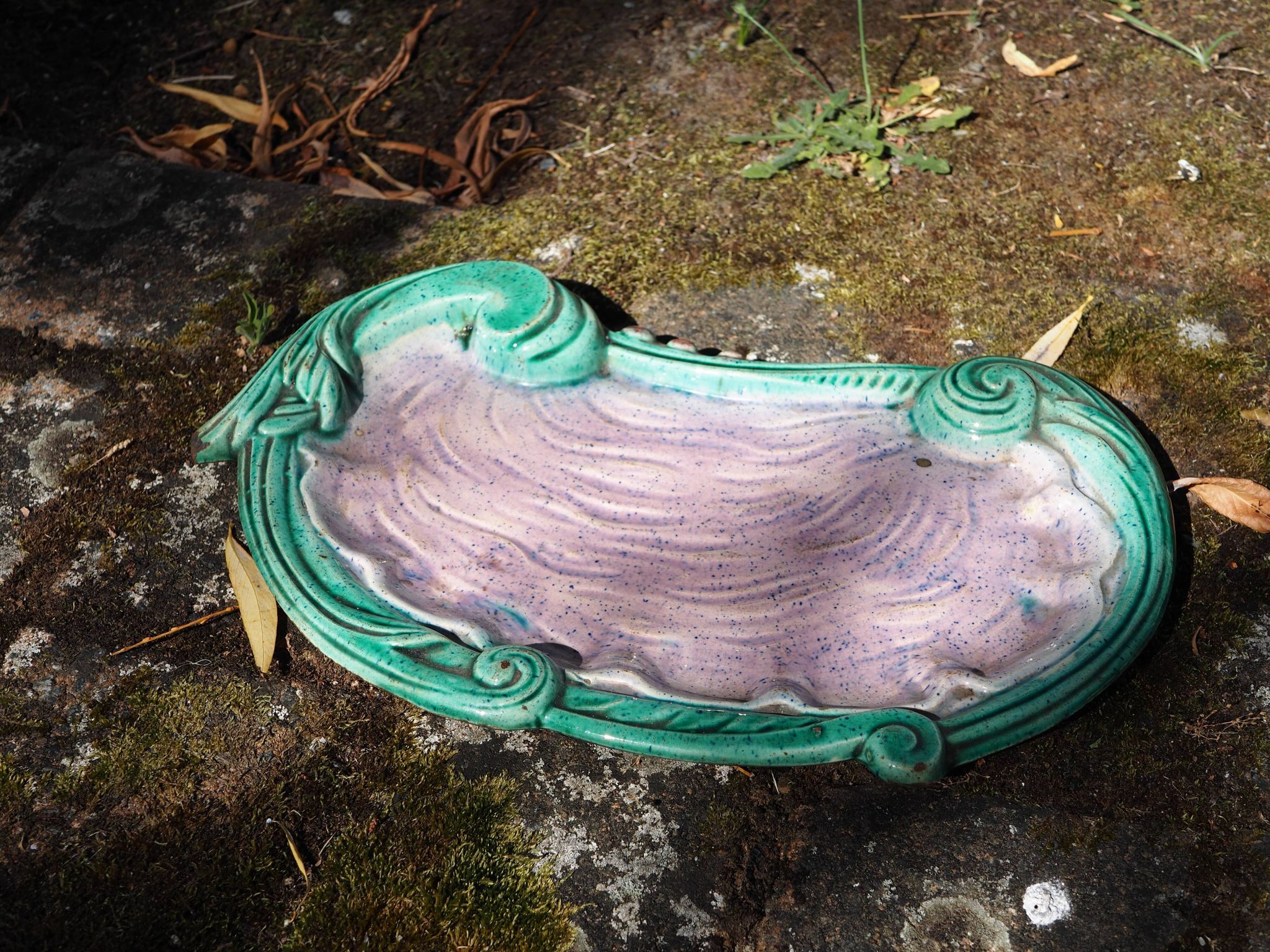 Turquoise and purple tray evoking an oyster - Art Nouveau - late 19th