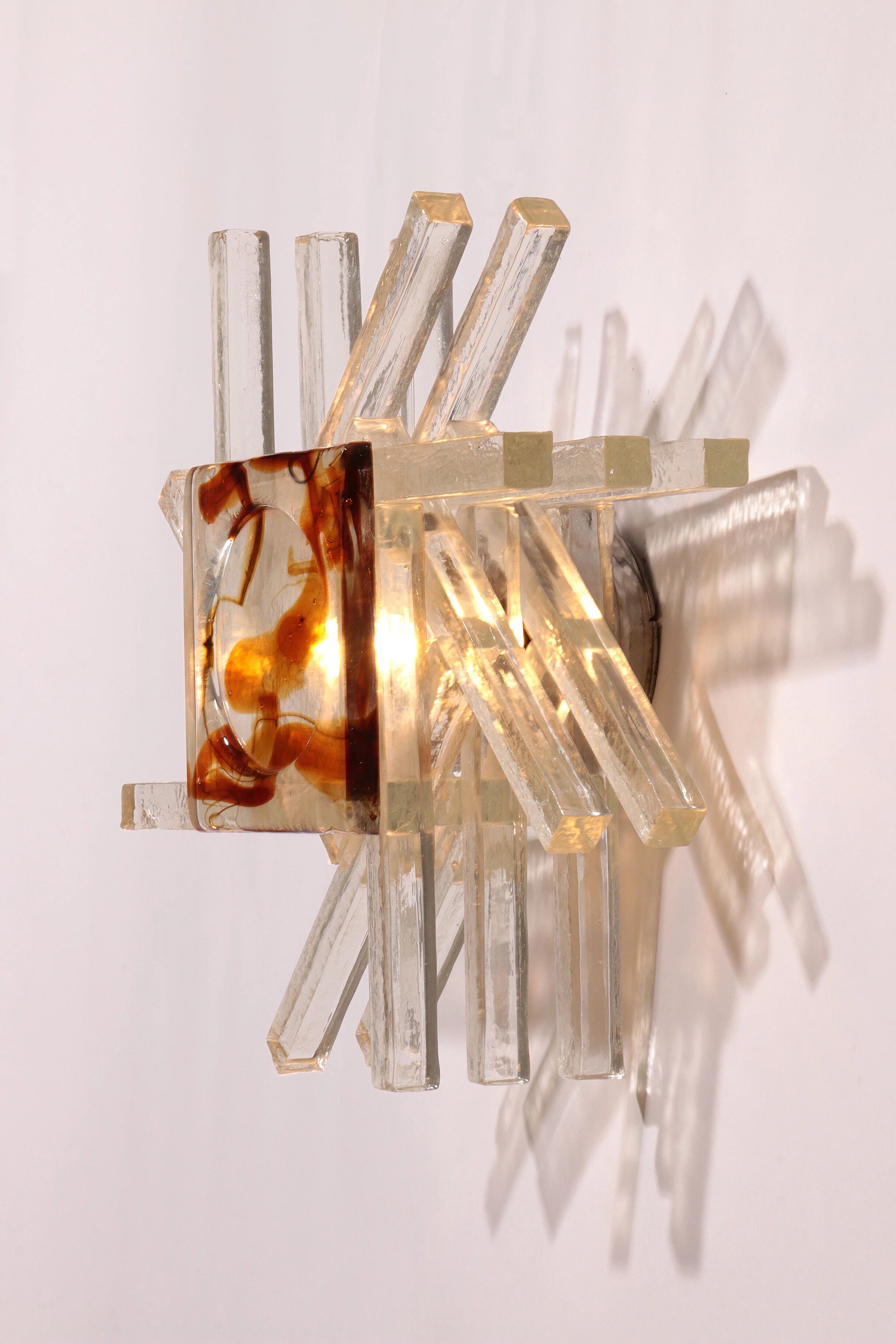 Glass wall light from PoliArte, Italy, 1970s