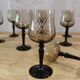 11 vintage black foot smoked twisted water glasses