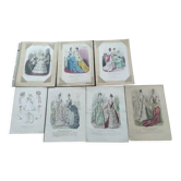7 gravures couleur le journal des demoiselles modes de paris 19ème