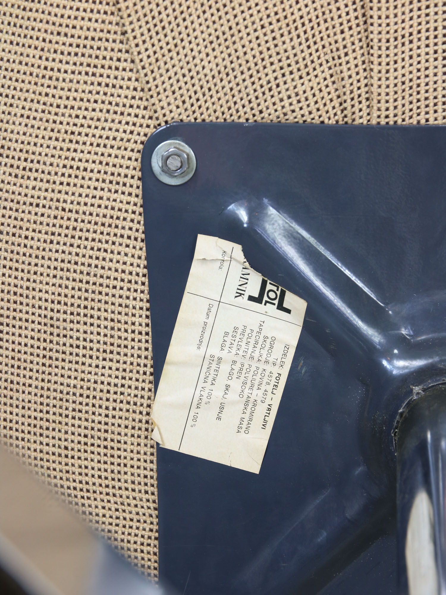 Mid-century beige fabric swivel chair from stol