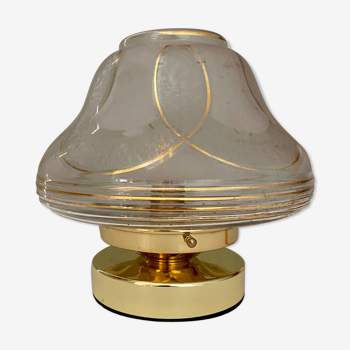 Table lamp globe vintage art deco white and gold