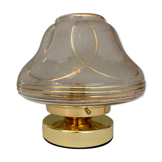 Table lamp globe vintage art deco white and gold