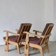 2 carved pine lounge chairs | Scandinavia | 1970s
