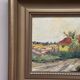 Huile sur panneau originale "Huts" par K.B, vintage et encadrée 30 × 25 cm