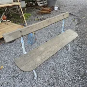 Old garden bench in cast iron and oak