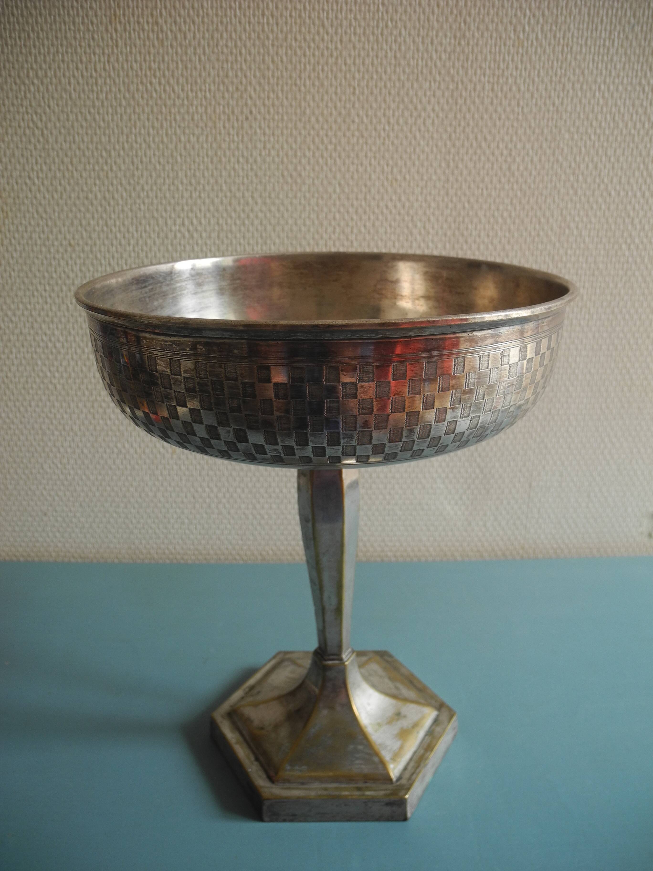 vintage centre table cup silver-plated art deco French silver metal cup