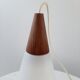 Suspension lamp Louis Kalff 60s teak and opaline