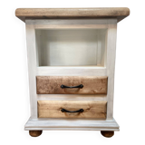 Bedside table with 2 drawers in patinated oak