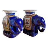 Pair of 20th century ceramic elephant stools