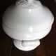Antique soup tureen, white earthenware, with stopper decoration.