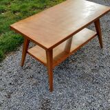Coffee table of the 50s feet compass double wooden tops