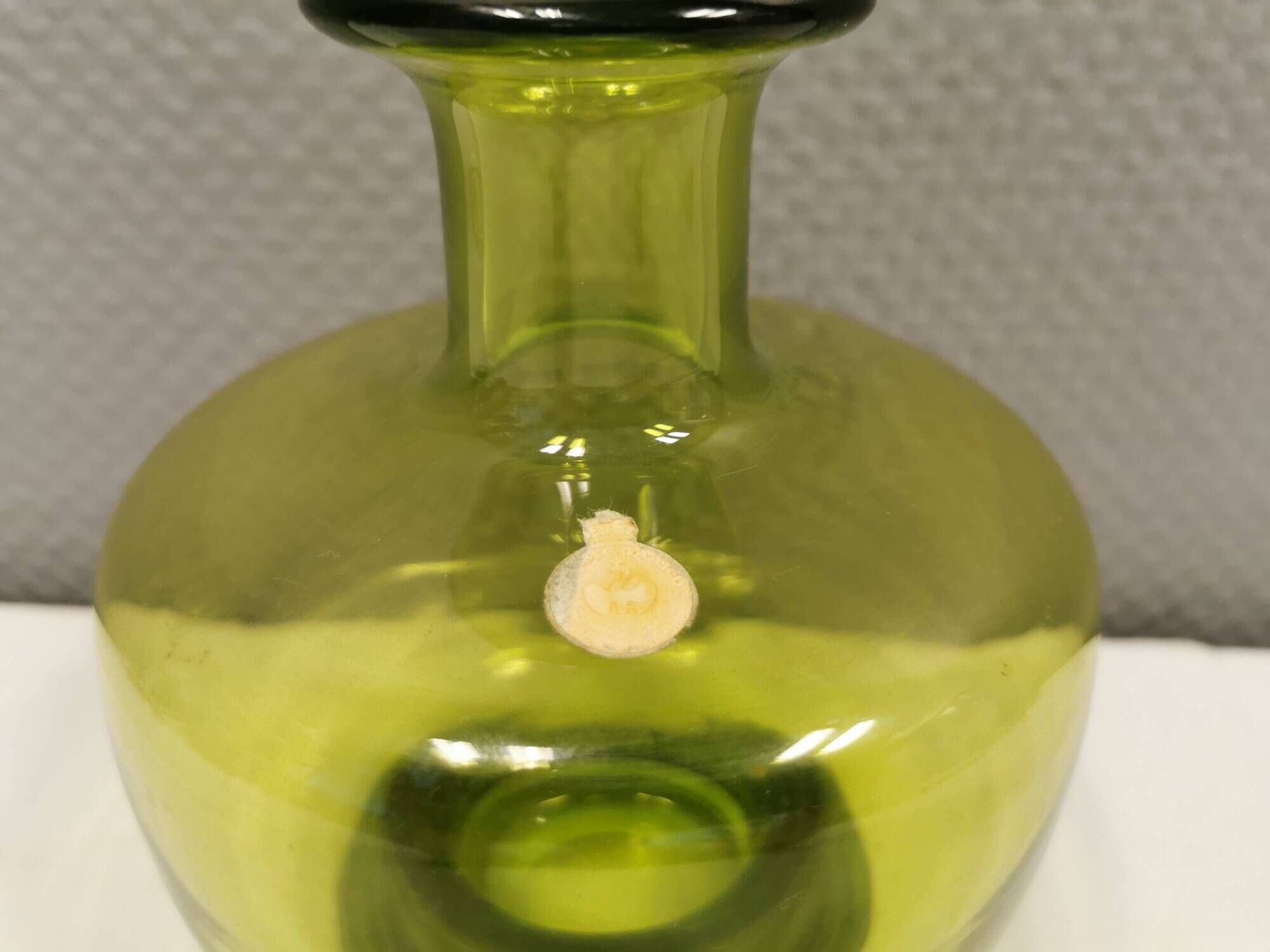 May green glass vase designed by Per Lütken for Holmegaard glassworks Denmark in 1955.