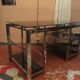 Vintage 70s chrome and smoked glass desk.