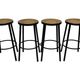 Set of four vintage bar stool - webbing and wood, 1980s Italian design