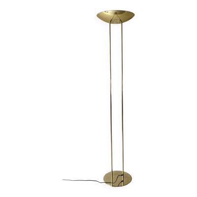 Lampadaire halogene moderniste à vasque doré, 1980