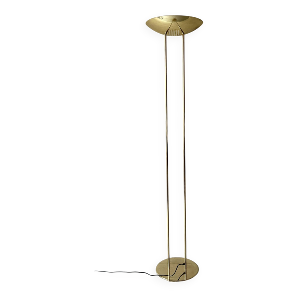 Lampadaire halogene moderniste à vasque doré, 1980 — Beyit